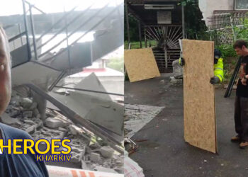 Взяли участь у консервації пошкодженого училища в Новобаварському районі, - БО “БФ “Гуманітарний хаб “Схід-Захід”