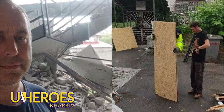 Взяли участь у консервації пошкодженого училища в Новобаварському районі, - БО “БФ “Гуманітарний хаб “Схід-Захід”